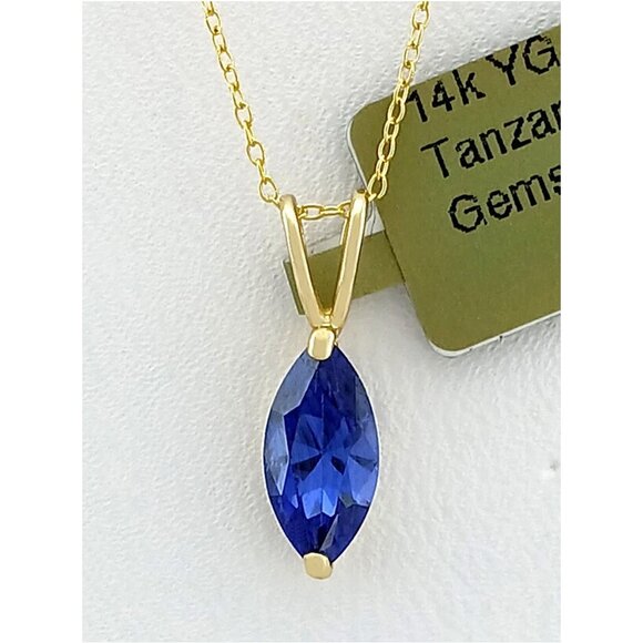 Created 1.10 Cts AAA Tanzanite Pendant 14k Yellow Gold - Picture 1 of 5